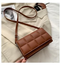 image-Women's PU Crossbody Bag - Brown Small Square Shoulder Bag