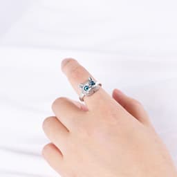 image-Golden Deer King S925 Silver Ring Vintage Old Kitten Ring Fashion Design Female Open Ring Hand Jewelry