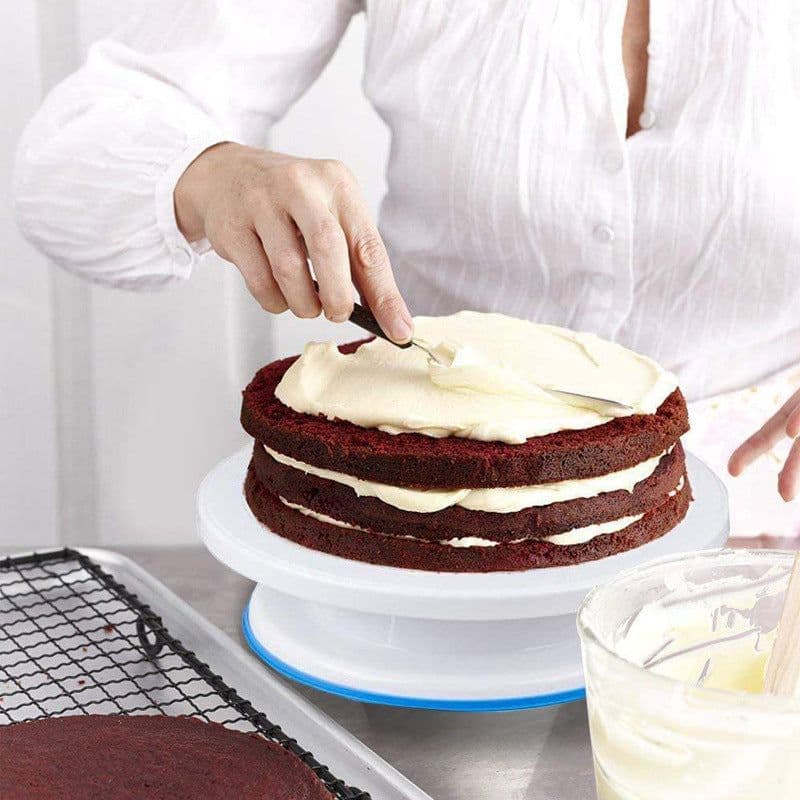 image-420-Piece Cake Turntable Decorating Kit - Stainless Steel Molds