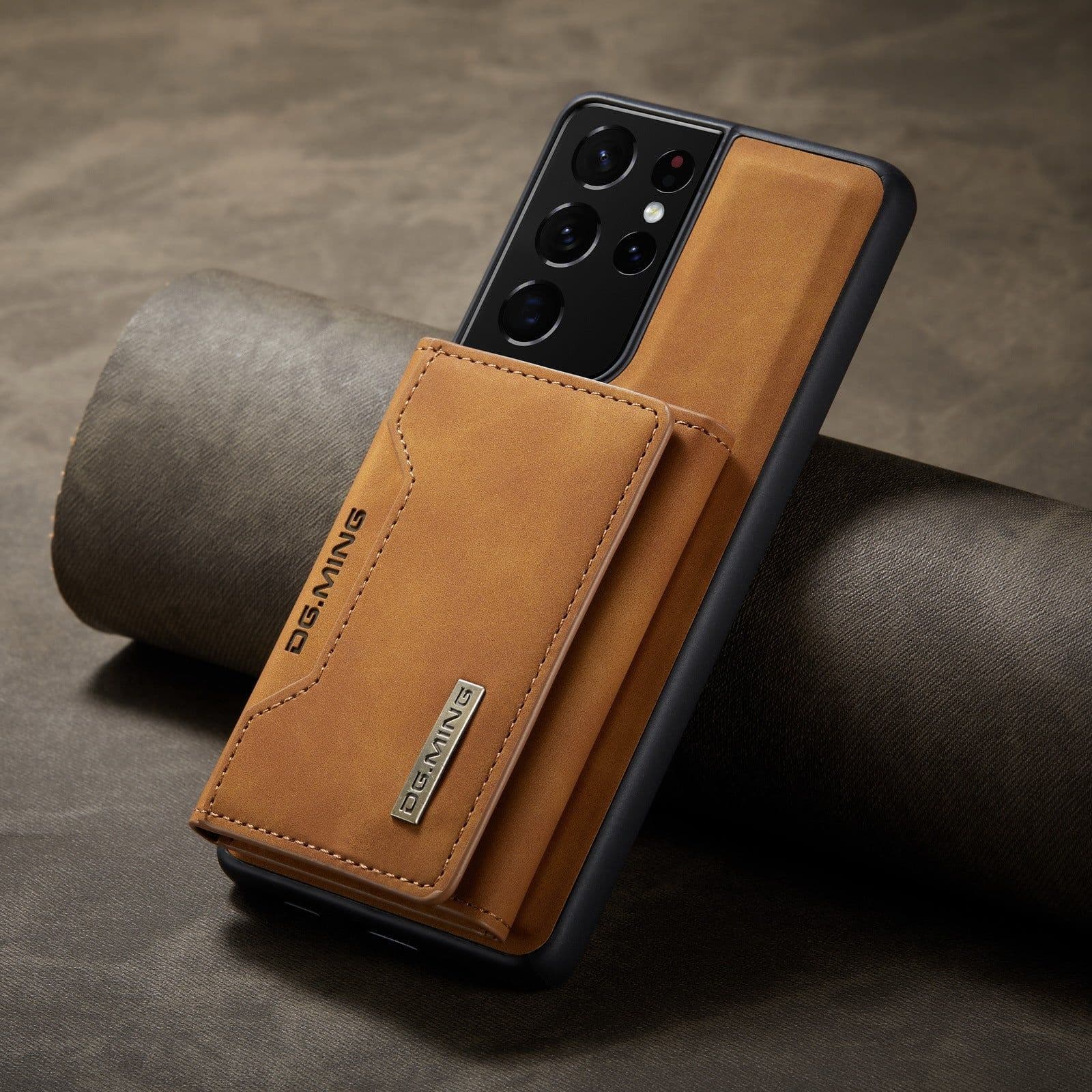 image-Factory direct M2 suitable for Samsung S21 Ultra magnetic suction card phone case S23 Ultra protective leather case