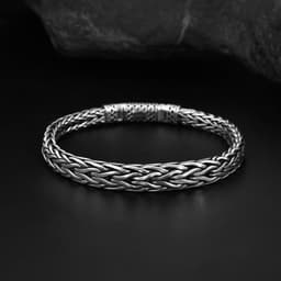 image-Sterling Silver Couple Bracelet - Retro Elegant 925 Silver Jewelry 20cm