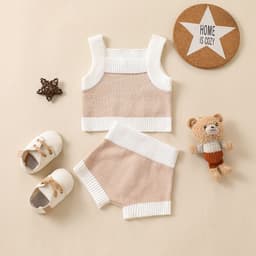 image-Summer Cotton Off-White Newborn Sweater Set - 100% Fabric