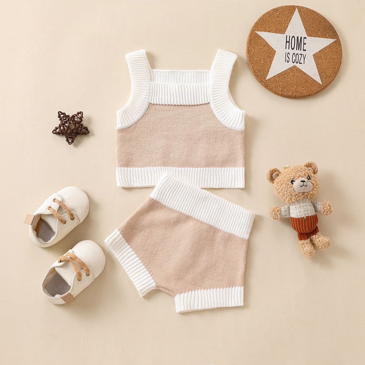 image-Summer Cotton Off-White Newborn Sweater Set - 100% Fabric