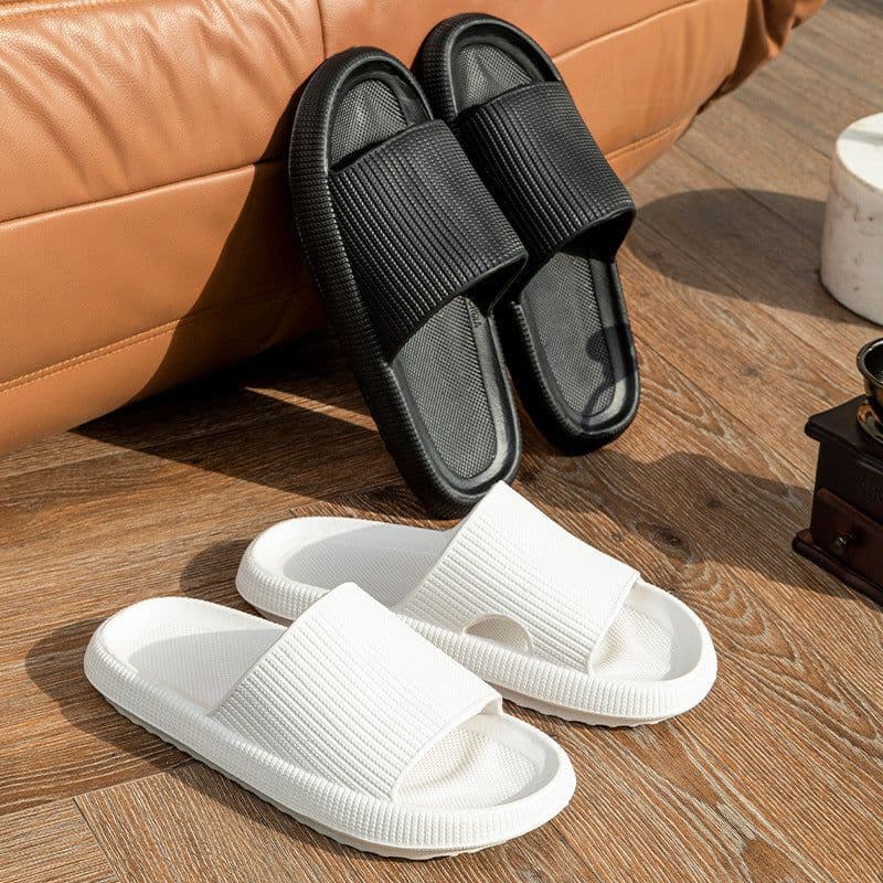 image-Unisex Xinhuiwang Flip Flops - Black, 44-45 Size, EVA Sole