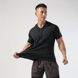 image-Sports Hooded T-Shirt Men Quick-Dry Running