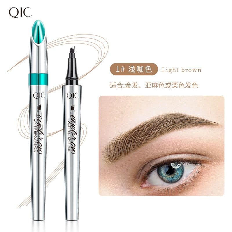 image-Cross-border QIC Japanese four-head eyebrow pencil imitation wild eyebrow waterproof non-smudge four-claw forked liquid eyebrow pencil