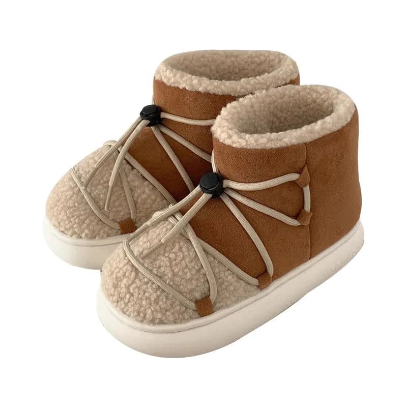 image-Retro Plus Size Women's Velvet Snow Boots - Warm Thick Cotton Slippers