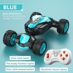 image-Cross-border new mini twisting light music off-road high-speed double-sided stunt remote control car children's toys wholesale