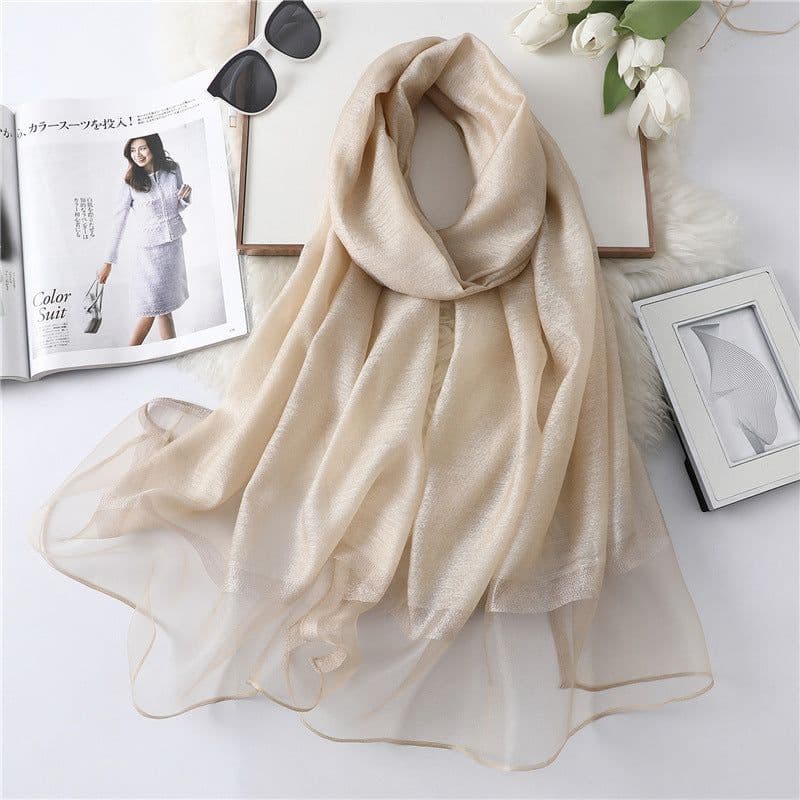 image-Polyester Long Scarf - Light Grey 90x200cm