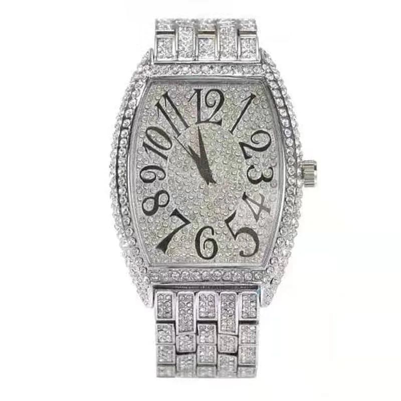 image-Pintime Men's Diamond Watch - Silver 50mm Sports Quartz