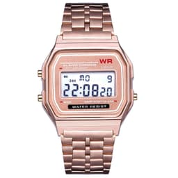 image-LED Digital Watch F91W - Steel Band 37mm Square Black
