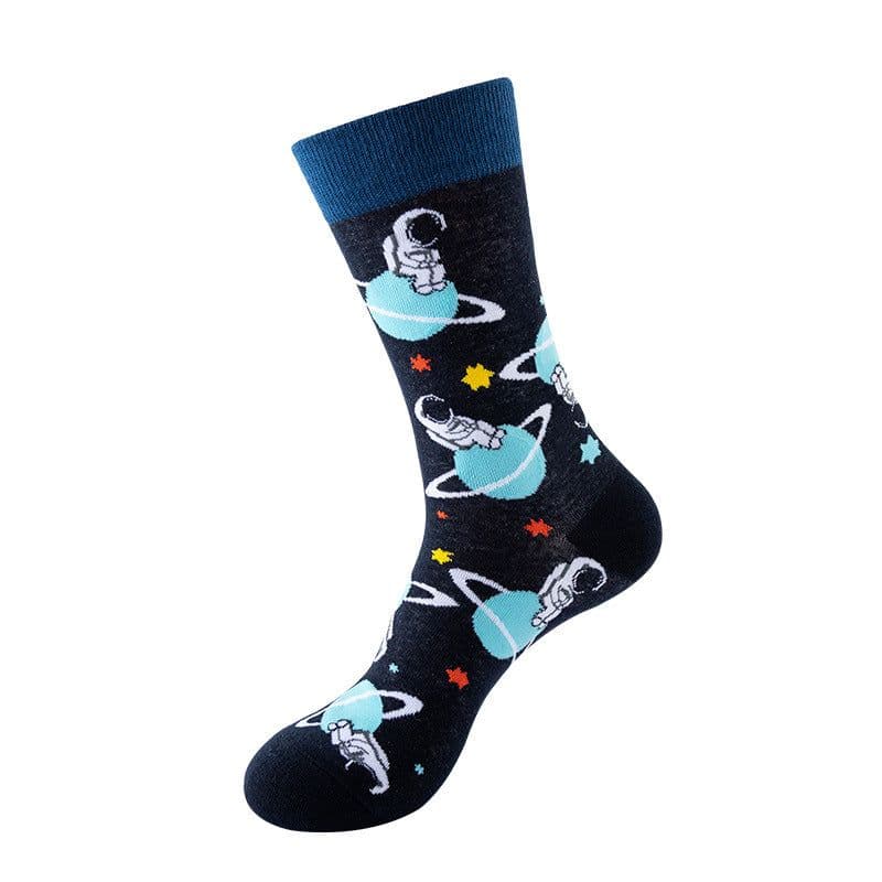 image-Mo Xi Stripe Socks - Mid Tube Cotton Unisex 41-46
