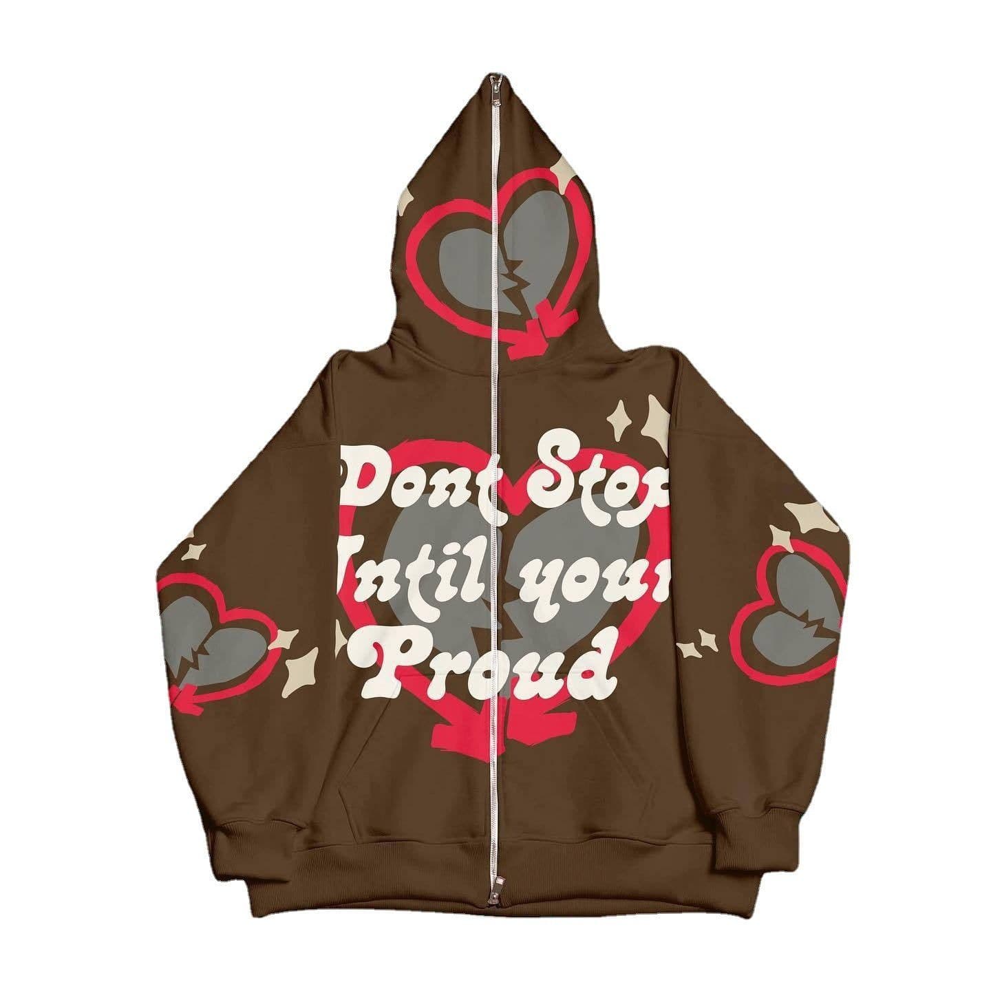 image-Zhongshan Millennium Y2K Hoodie - Yellow XXL Gothic Print Zipper