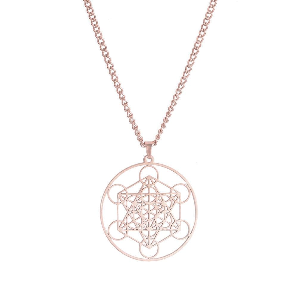 image-Stainless Steel Metatron Angel Necklace - Gold