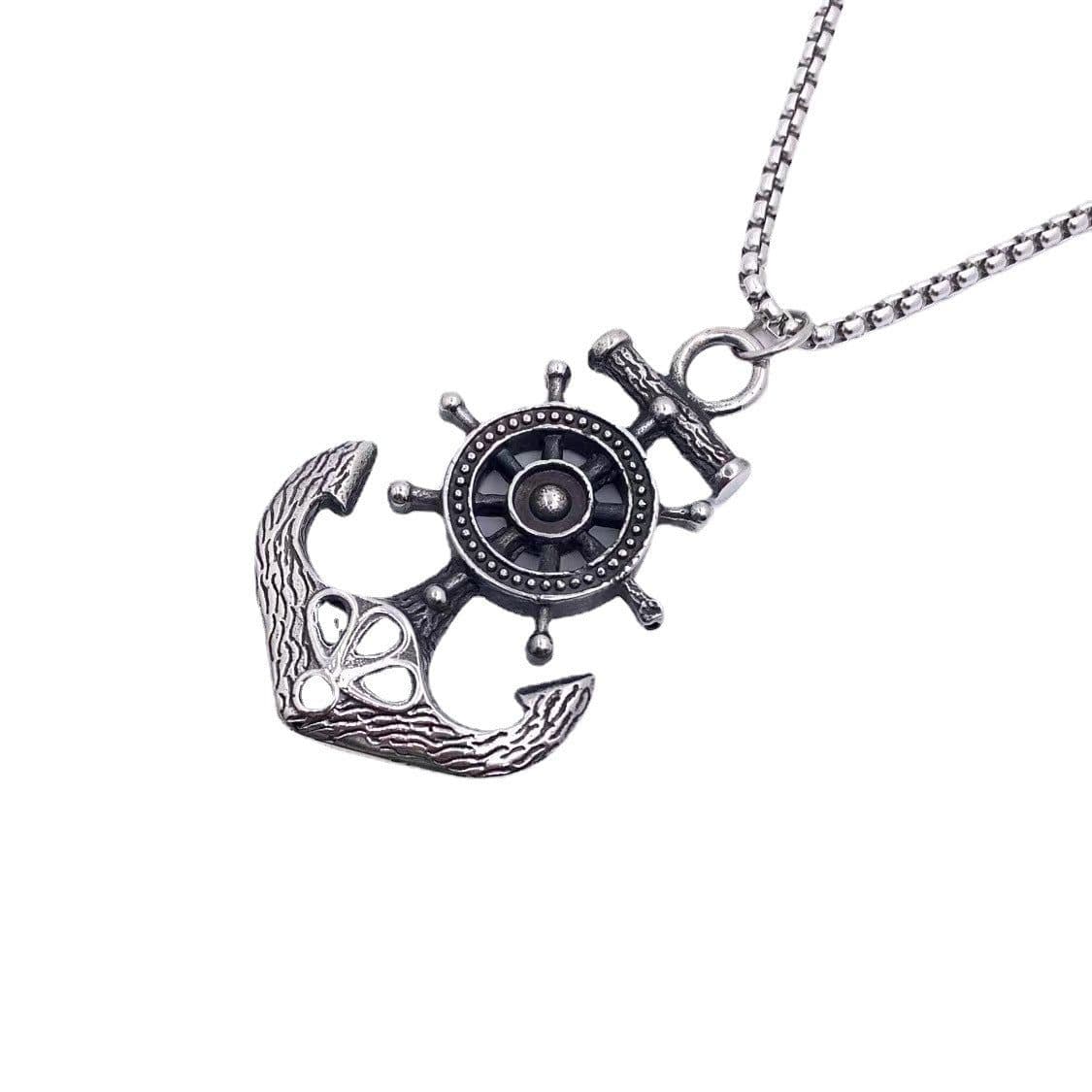 image-Steel Soul Anchor Pendant Necklace - Titanium Steel Retro