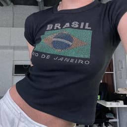image-European American Y2K Blue Crop Top - Slim Fit