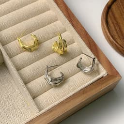 image-925 Sterling Silver Geometric Earrings - Gold Women's