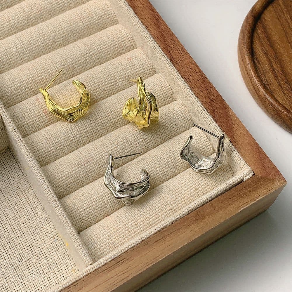 image-925 Sterling Silver Geometric Earrings - Gold Women's
