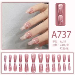 image-Fresh French flowers, cute ins wind, ice and transparent stars, long style, short style, white, high-end manicure and wearable nails