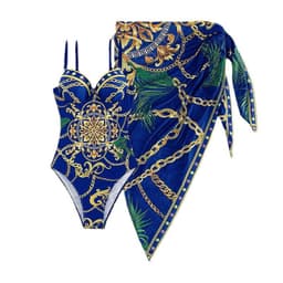image-2023 European and American new one-piece swimsuit female sexy beautiful back printed bikini cover-up two-piece foreign trade bikini