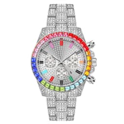 image-Mens Diamond Calendar Watch Three Eye Full Diamond