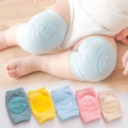 image-New terry children's knee pads elbow pads summer baby baby crawling toddler knee pads non-slip dispensing smiley face knee pads