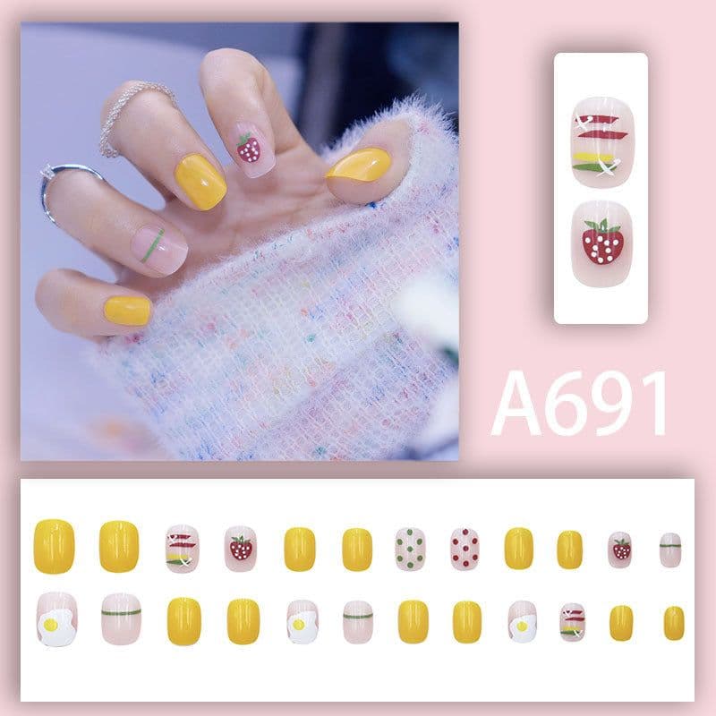 image-Autumn and winter gentle, sweet and pure desire INS style manicure wear nail polish girl whitening printed ice transparent fake nail polish