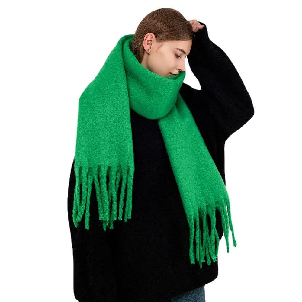 image-GINES LILY 28-Color Cashmere Scarf - Army Green, 43x225cm Warm