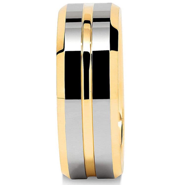image-Tungsten Steel Ring - 8mm Gold Chamfered
