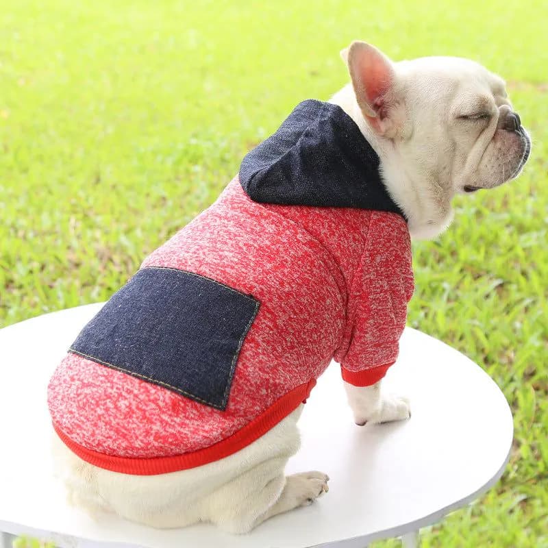 image-Pet Hoodie Sweater - Gray Denim Pocket for Dogs & Cats