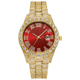 image-Hiphop watch European and American hot style men's steel belt hip-hop Roman scale diamond calendar men's quartz watch