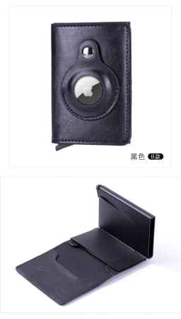 image-PU Leather AirTag Card Holder - RFID Green