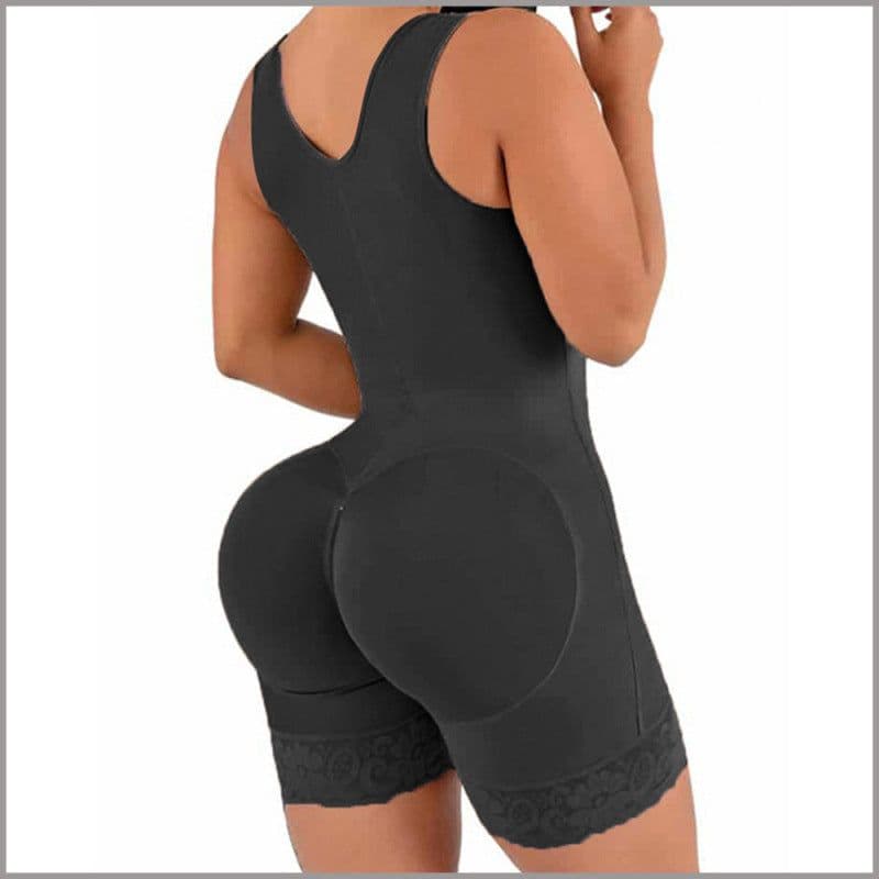 image-Black Body Shaper Bodysuit Crotch Zipper XXXL
