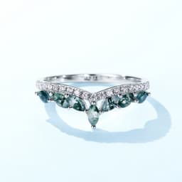image-Wilson S925 Silver Green Moss Agate Ring Size 8