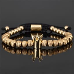 image-Cross-border Hot Sale Glossy Crown Bracelet Set Pineapple Beads Roman Numerals Twist Bracelet Set
