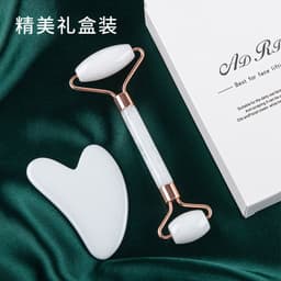 image-Pink crystal roller facial massage stick facial beauty massage plate flower pole double-headed ball full body massager