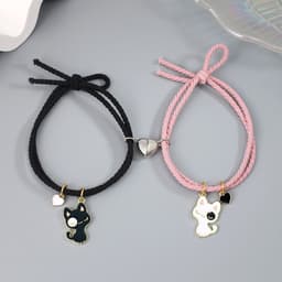 image-Bee Magnetic Couple Bracelet Set - Adjustable Love Heart