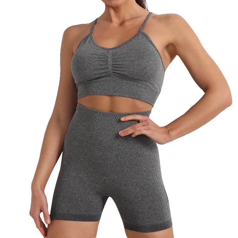 image-Yoga Suit Set - Green Spandex Leggings, Sports Bra, L Size