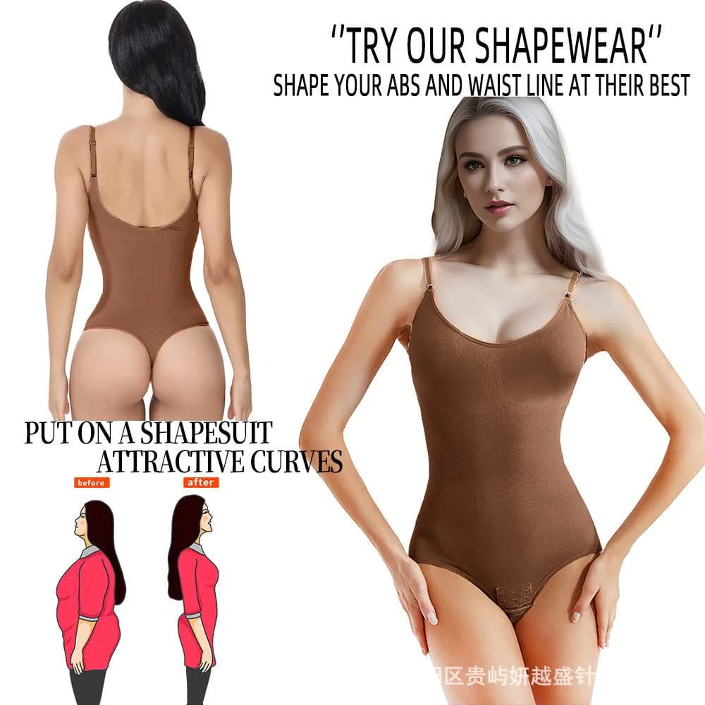 image-Nigar Seamless Shaping Bodysuit - Black Thong