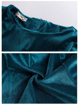 image-Livagirl Korean Velvet Dress - Green XXXL Long Sleeve