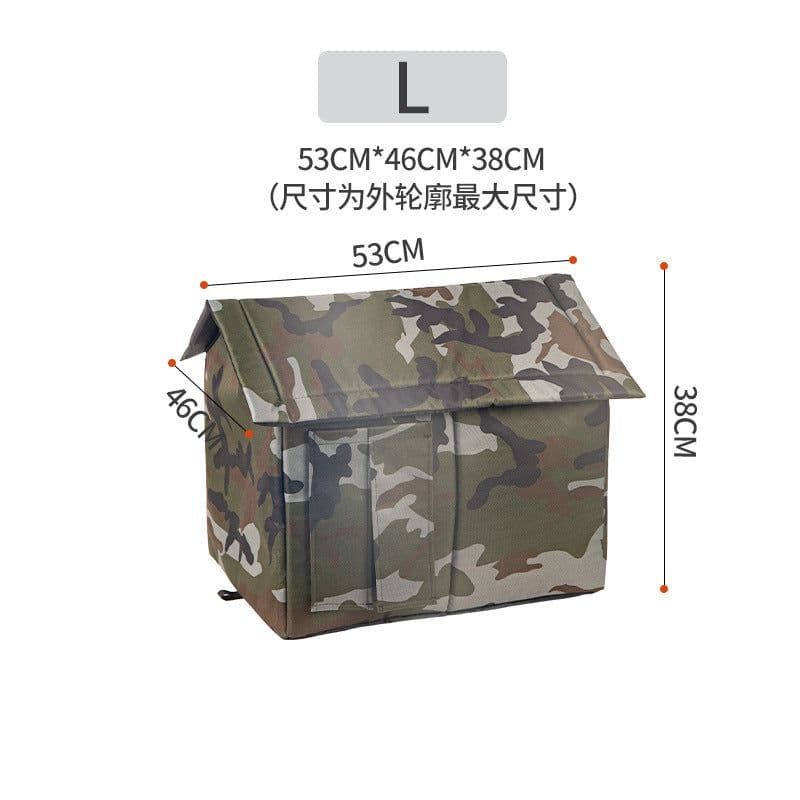 image-Meow Outdoor Rainproof Cat Kennel - Warm Oxford Cloth - Gray Camouflage - S-XL