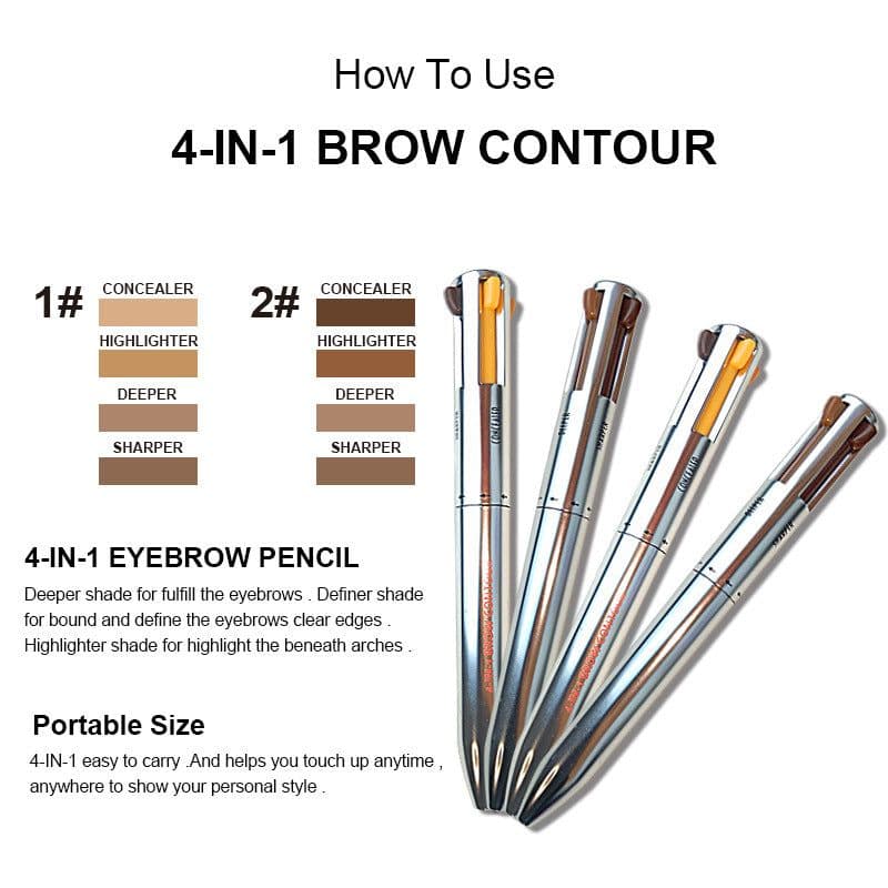 image-4-in-1 Eyebrow Pencil - 4 Colors Brown - Easy Contour