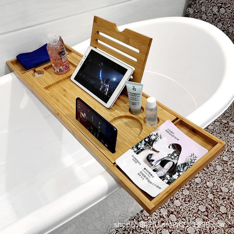 image-Bamboo Bathroom Storage Rack - Modern Minimalist, 75*23*3cm