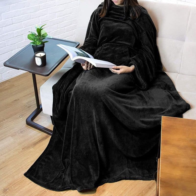 image-Flannel Sleeve Blanket - Navy Blue 170x200cm