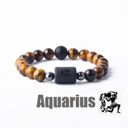 image-Tiger Eye Stone Zodiac Bracelet - Natural Stone Beaded