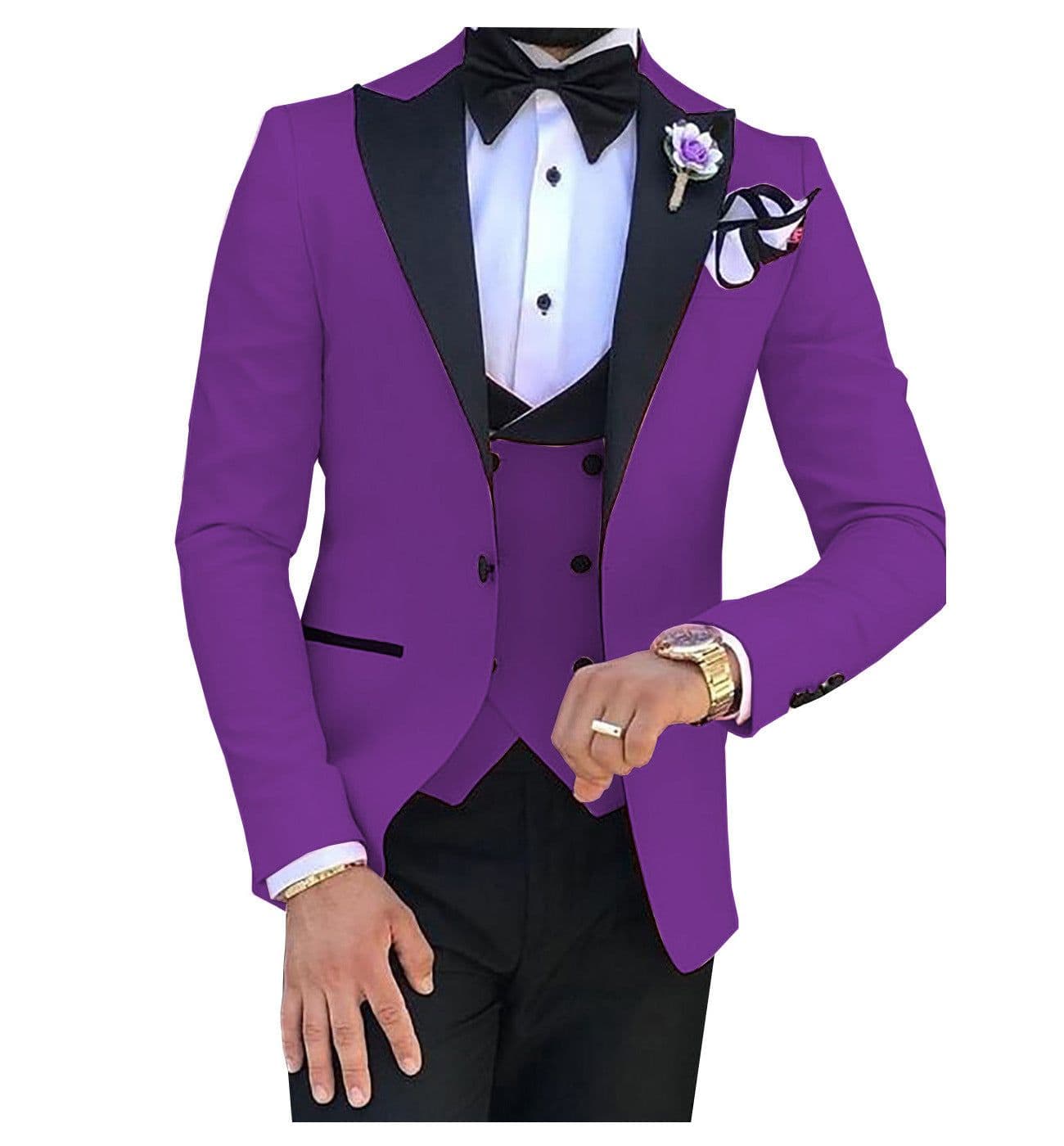 image-Cross-border Explosive Men's Suit Three-piece Suit Gun Barge Collar Wedding Suit Men's Suit One Drop Shipping Factory