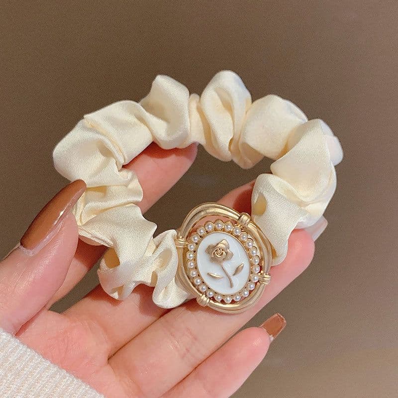image-French Rose Hair Tie - Black Small Intestine Circle