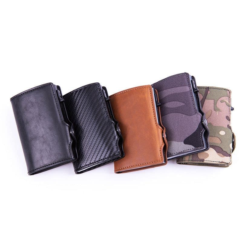 image-Camouflage Green RFID Card Holder - PU Leather