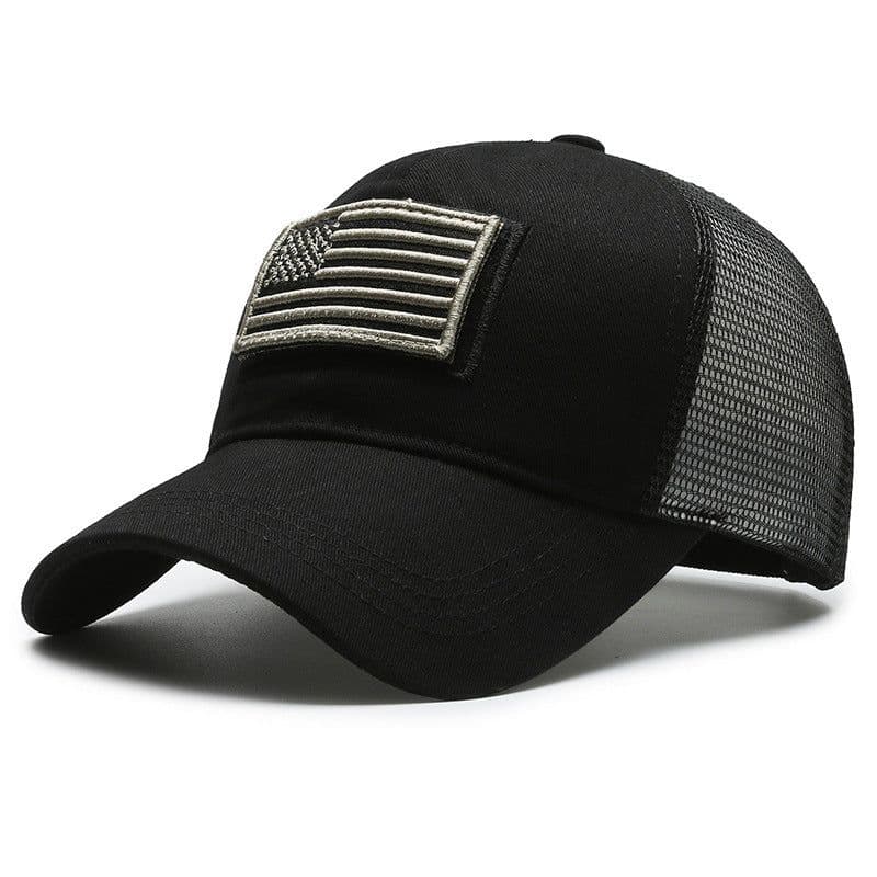 image-American Flag Baseball Cap - Blue Mesh Men's Outdoor Velcro Cap