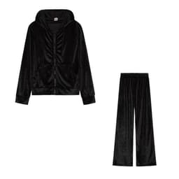 image-Women's 2-Piece Velvet Suit Set - Blue 3D Pattern XXL